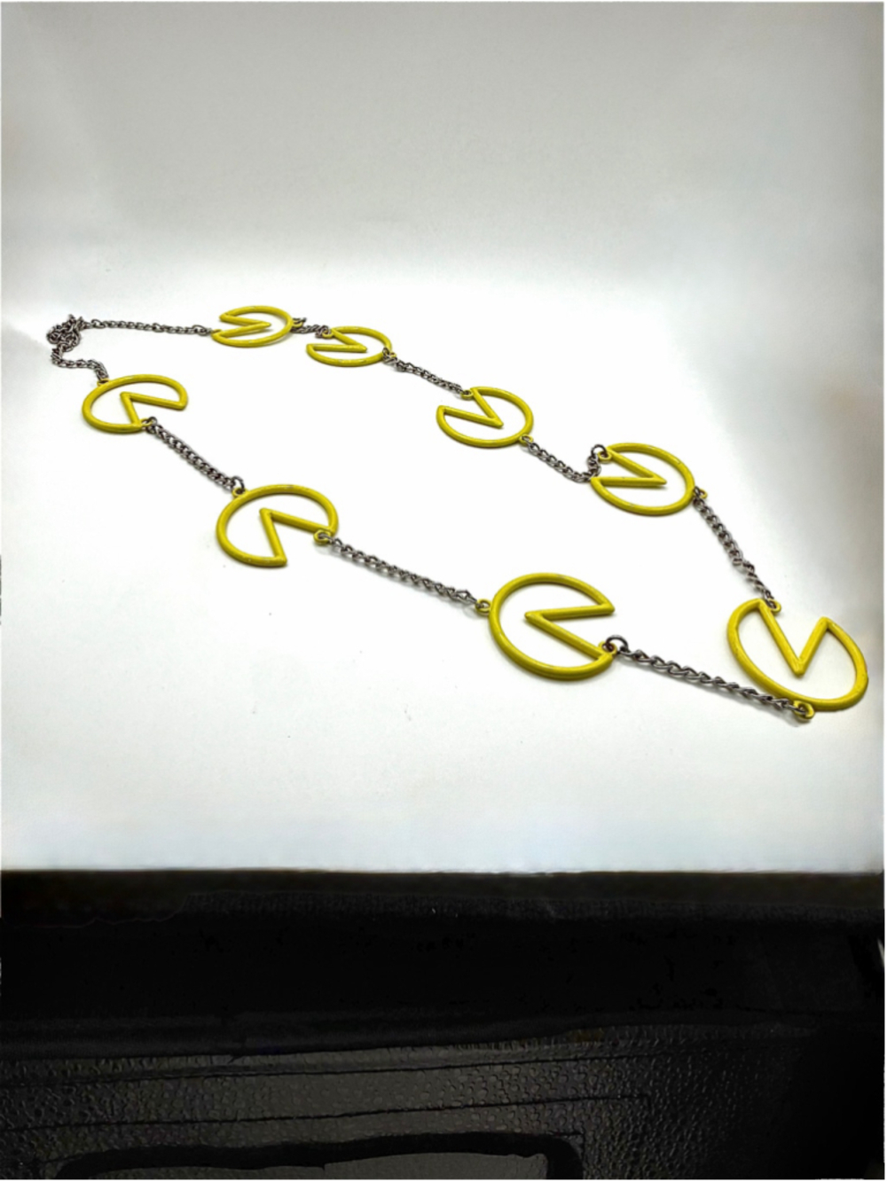 Yellow Pac-Man Inspired Statement Necklace 18” Drop - Picture 4 of 6